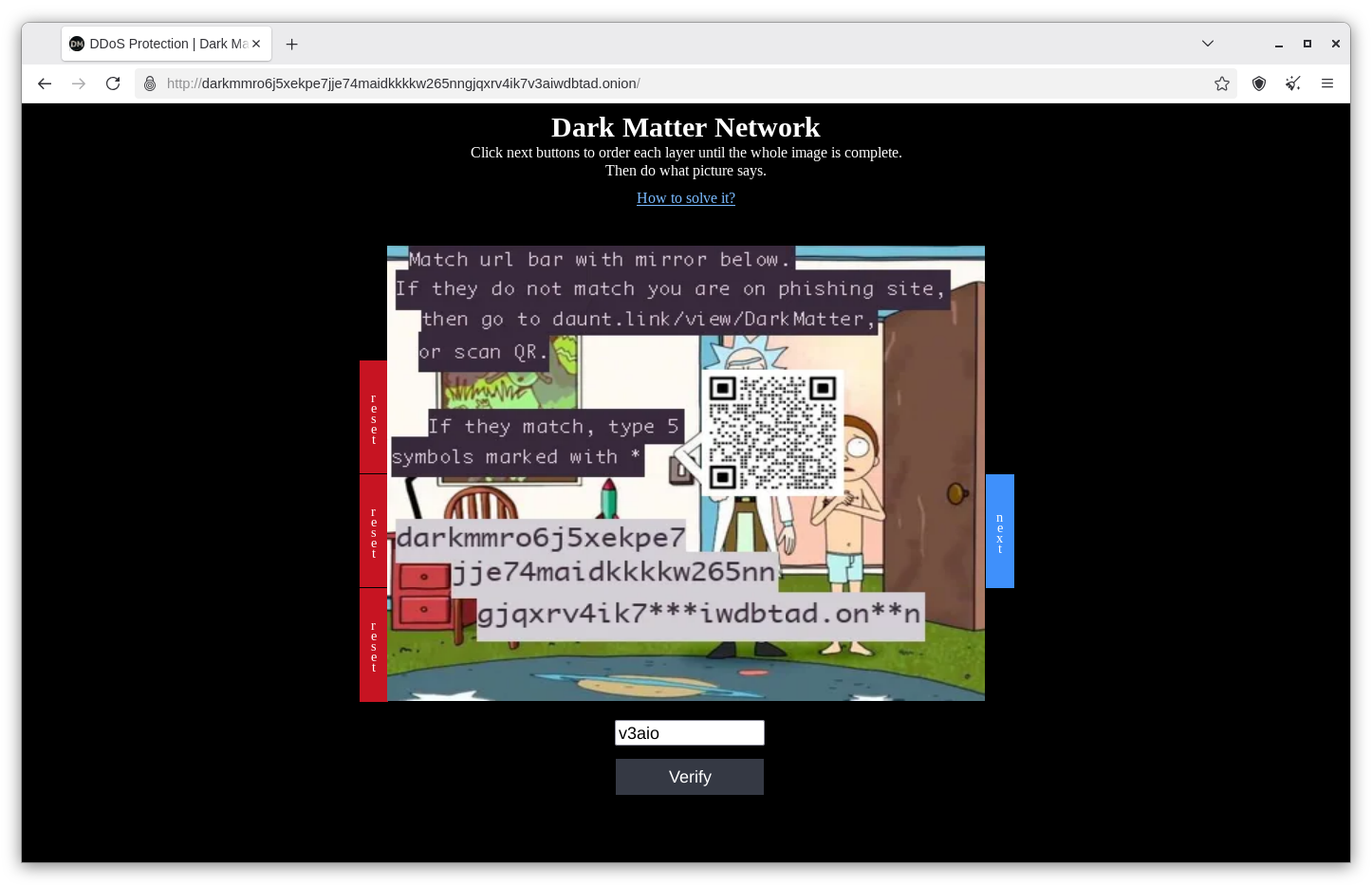 Dark Matter Onion Service