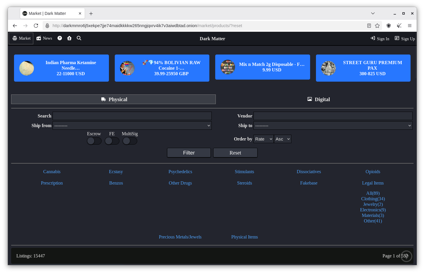 Dark Matter Onion Service