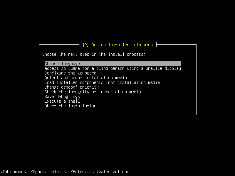 Debian 12 installation terminal screeshot