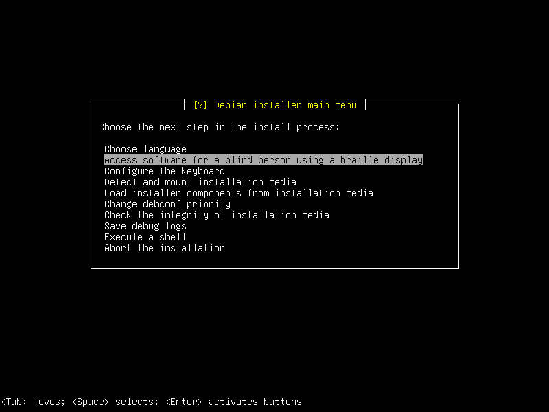 Debian 12 installation terminal screeshot