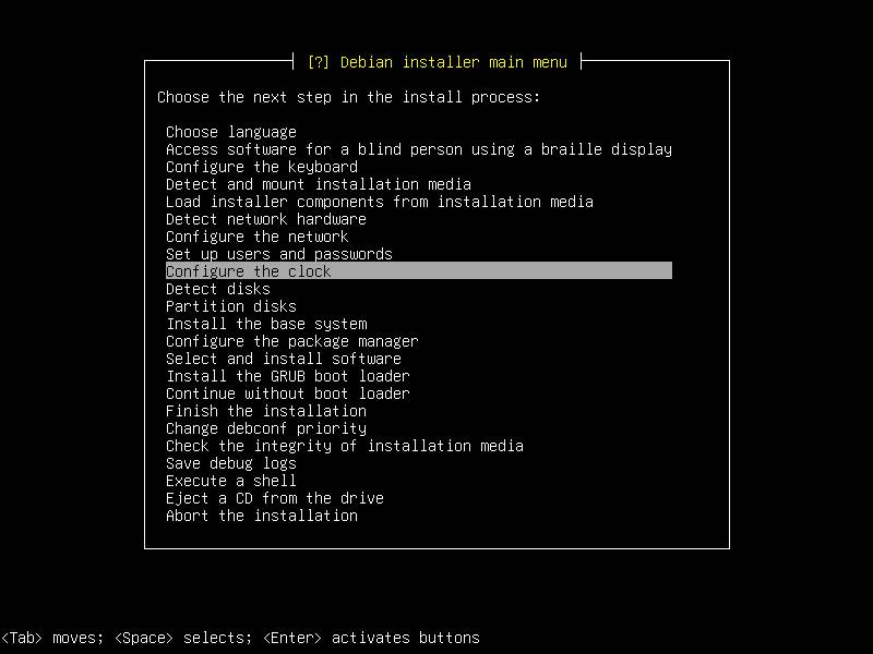 Debian 12 installation terminal screeshot