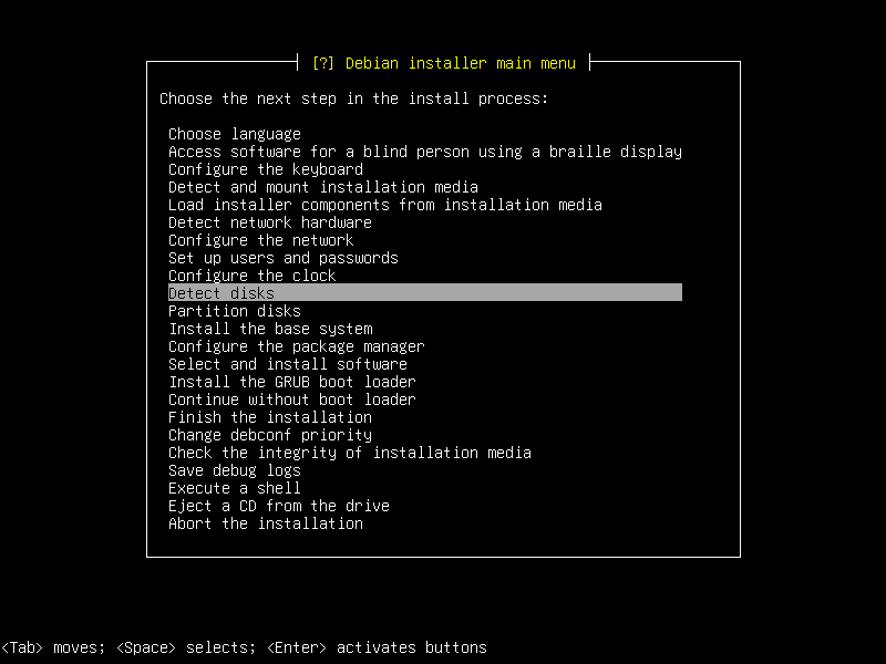 Debian 12 installation terminal screeshot