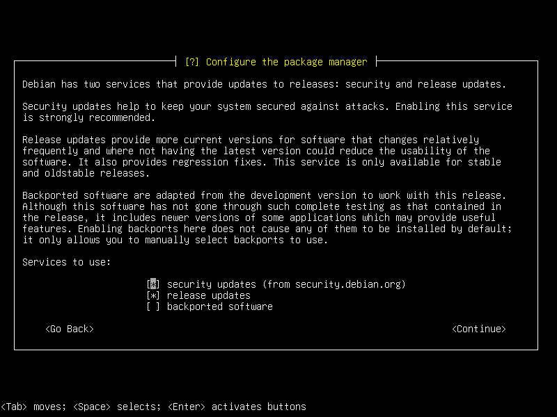 Debian 12 installation terminal screeshot