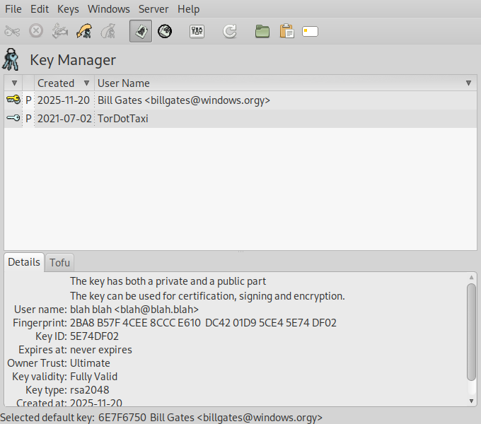 GNU Privacy Assistant screen shot