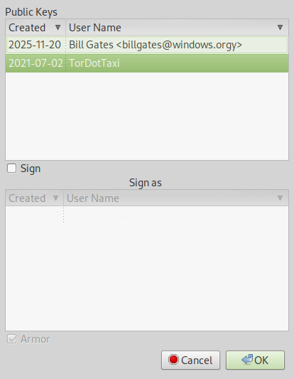 GNU Privacy Assistant screen shot