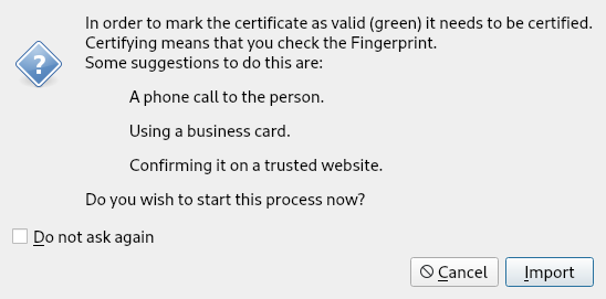 screenshot of kleopatra running in debian 12